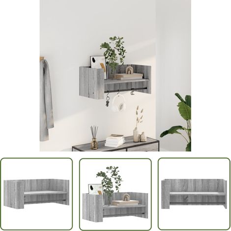 The Living Store Étagère murale sonoma gris 70,5x35x30,5 cm bois d'ingénierie - Étagère Murale - Étagère Flottante - Rangement Mural - Meuble Design - Décoration Murale (1/5)