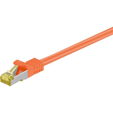 RJ45 cavo patch CAT 6A S/FTP (PiMF), 500 MHz, con cavo grezzo CAT 7 , arancione, guaina per cavo senza alogeni LSZH, rame, connettore RJ45 (CAT 6A). Lunghezza del Cavo 15 m