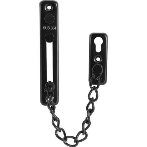 Schwarze Türschlosskette, Türschutz aus Edelstahl 304 mit Feder – AquaForge
