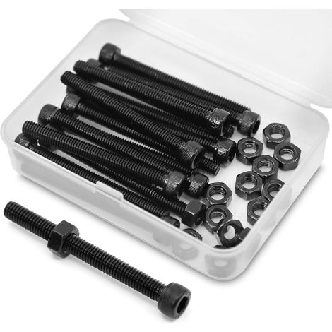M6 x 60mm 15PCS Vis cylindriques Boulon à tête hexagonale Entièrement Filetée Boulons et écrous en Acier au Carbone 12,9(Noir) (1/5)