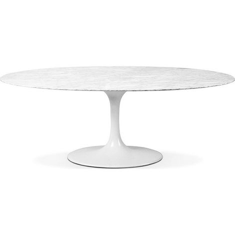Table tulipe ronde marbre blanc pied mat 180 cm (1/5)