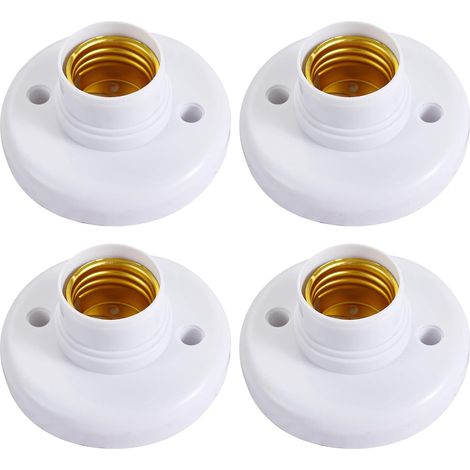 Portalampada E27 rotondo in plastica, set da 4 pezzi, base di fissaggio per installazione a soffitto e parete, attacco standard per lampadine (1/5)