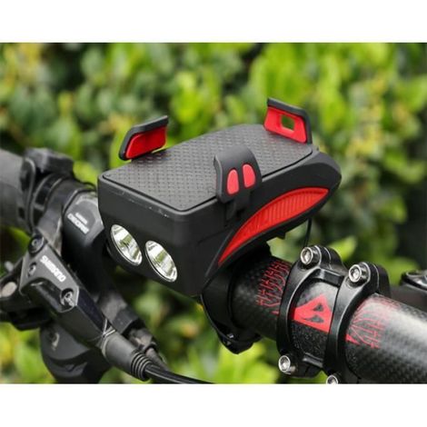Support de téléphone portable pour vélo 4 en 1, phare de vélo à LED, chargeur USB avec klaxon, pour smartphones de 4 à 6,3 ENEVAOCT (1/4)