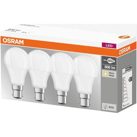 Led Standard Spenta con Radiatore 8,5w/60w B22 Caldo X 4 - Osram