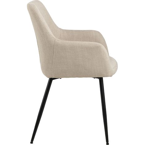 Lizzy chaise de salle à manger avec accoudoirs tissu beige.