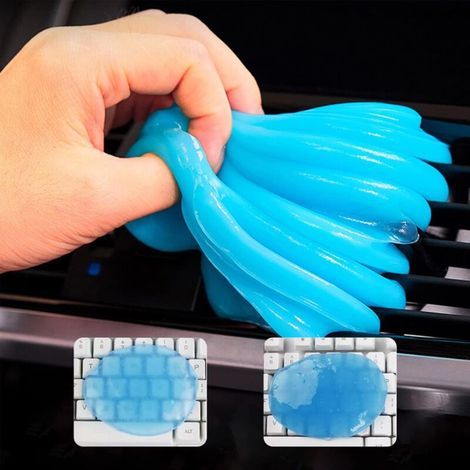 Autoreinigungsgel, Tastaturreinigungsgel, Staubentfernungsgel für Autos, Tastaturreinigungsset, Reinigt Staub von Laptops, Druckern und Tastaturen, 2 Stück (Blau+Blau) (1/5)