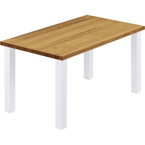 LAMO Manufaktur Esstisch Küchentisch, 120x60x76 cm (AxBxH), Classic, Rustikal / Weiss, LCG-01-A-003-9016Cl