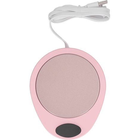 USB Mug Warmer Constant Temp Waterproof Adjustable Electric Beverage Heating Plate for Ceramic Coffee Cups Pink White (1/5)