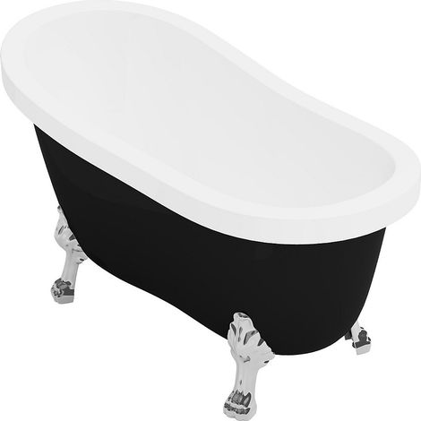 Baignoire îlot rétro avec pieds de lion argentés - 200 L - 145 x 74 x 77 cm - Noir mat - NISOS II
