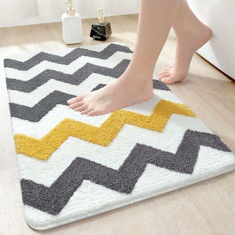 Non-Slip Shower Mat, Soft Microfiber Shower Mat, Machine Washable and Absorbent, Shower Mat for Bathroom, 50 x 80 cm, Grey (1/5)