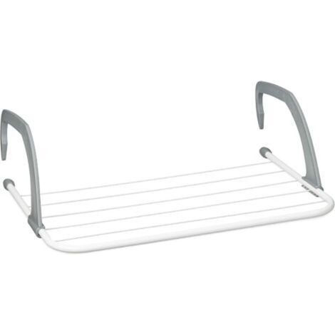 Étendoir suspendu sans perçage pour radiateurs et balcons – Système de séchage discret, pliable et compact, couleur blanc, longueur 50 cm (1/5)