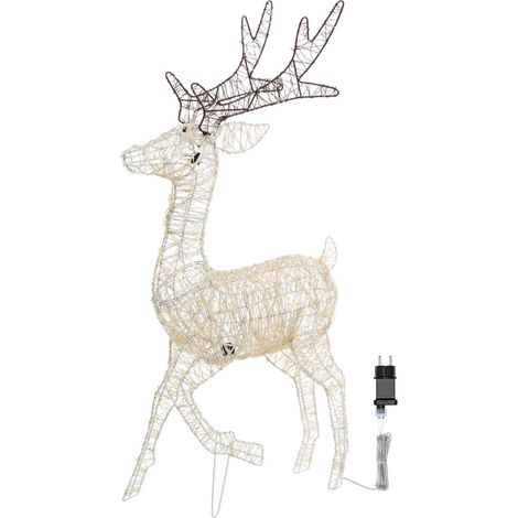 Renna con zampa alzata 3D con microled bianco caldo e freddo per uso interno -h 80 cm (1/5)