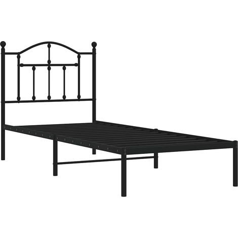 Bettgestell mit Kopfteil Metall Schwarz 90x200 cm vidaXL (1/5)