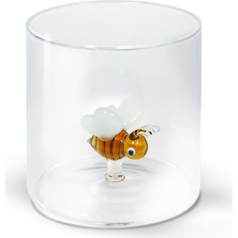 WD LifeStyle Bicchiere Vetro Borosilicato Cc 250 ml Decoro Ape (1/2)