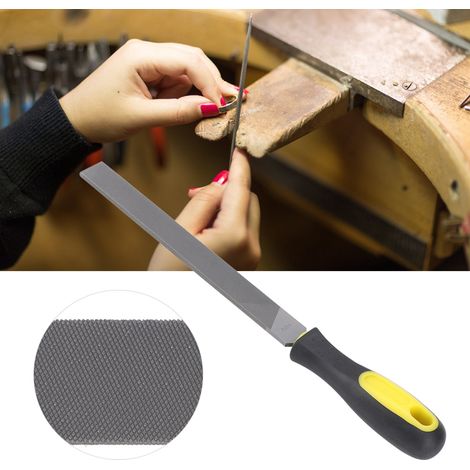 Lime plate en acier de 20 cm avec manche, outil d'affûtage et de façonnage pour métaux, lime à dents moyennes (1/5)