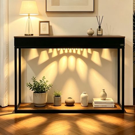 44'' Entryway Table Narrow Long Console Table with LED Light Bluetooth Speaker (1/5)