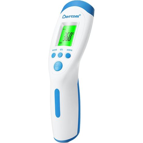 Thermomètre infrarouge numérique frontal sans contact Thermomètre avec lecture instantanée Alarme de fièvre 3 couleurs Interrupteur °C/°F (1/5)