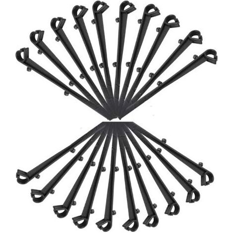 Lot de 20 Crochets de fixation grillage de protection de gouttière en PP, longeur de 16cm, entraxe de 7.2cm, noir (1/5)