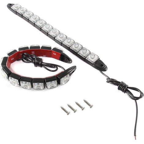 2Pcs Feux Diurnes Universels 12 LEDs Bandeau Flexible Lampe de Jour Auto Anti-Brouillard Blanc (1/5)