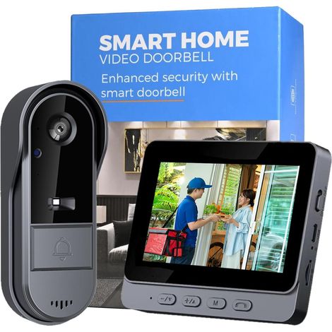 Sonnette sans Fil avec Camera 1080P Visiophone sans Fil Exterieur étanche avec écran IPS de 4.3 Vision Nocturne Audio Bidirectionnel Sécurité à Domicile sans Abonnement sans APP sans WiFi Caméra 170° (1/5)