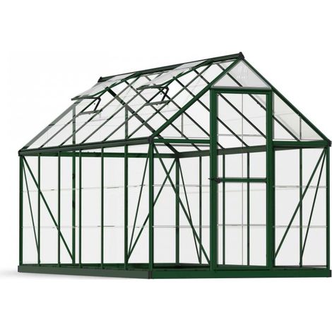 Greenhouse Harmony 6 x 12 - Polycarbonate - L370 x W185 x H208 cm - Green