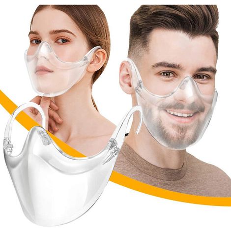 Durable Masque Visage Combinez Masque en Plastique Transparent Réutilisable, Couvrant pour Protéger Les Yeux, Nez, Bouche pour Adultes Hommes Femmes (3PC), (1/5)