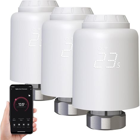Tête Thermostatique Connectée Zigbee Contrôle APP Smart Life Thermostat Radiateur Intelligent Compatible Alexa/Google Home (1/5)