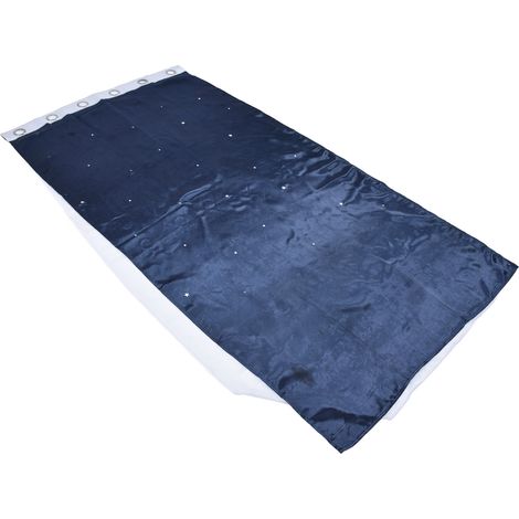 Rideau occultant double paroi respirante en polyester naturel, bleu foncé, pour chambre, salon ou salle de classe. (1/5)