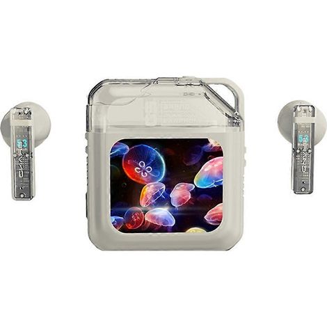Écouteurs Bluetooth sans fil intelligents à écran tactile couleur LED, réduction active du bruit, blanc. (1/5)