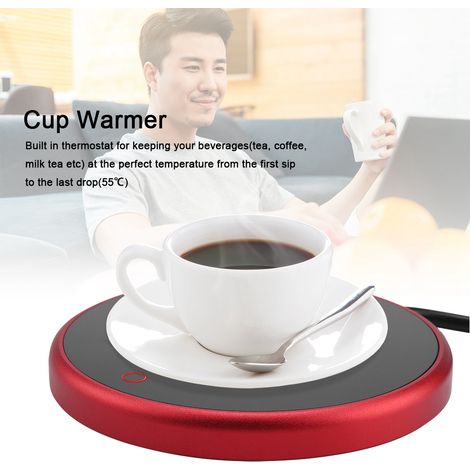 Chauffe-tasses électrique de bureau - Gardez votre thé, café et lait au chaud - Prise européenne rouge