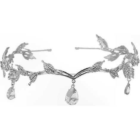 Strass-Blatt-Tiara für Damen, Retro-Haarreif aus Legierung, Prinzessinnenkrone, Kristall-Hochzeitsaccessoire (1/5)