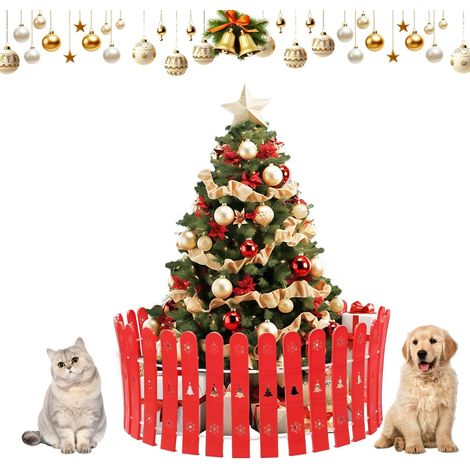 Clôtures pour Sapin de Noël, Rouge Clôture Sapin de Noël Hauteur 42 cm - Décoration de Noël dans Le Jardin et Salon Réutilisable comme Barrière pour Chiens, Chats et Enfants/28Pièces (1/5)