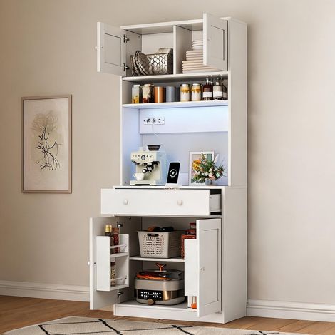 Buffet coloris blanc en MDF 72 x 40 x 180 cm (1/5)