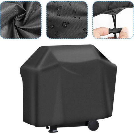 Housse de barbecue imperméable - 145 x 61 x 117 cm - Housse de protection BBQ avec cordon de serrage - Protection contre pluie, poussière et intempéries (1/5)