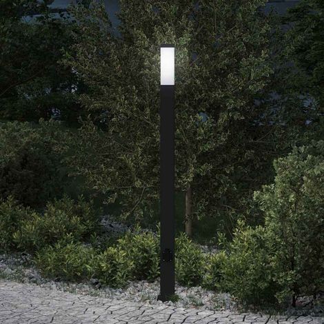 Lampada a paletto con presa di corrente 110 cm Nera IP44 vidaXL (1/5)