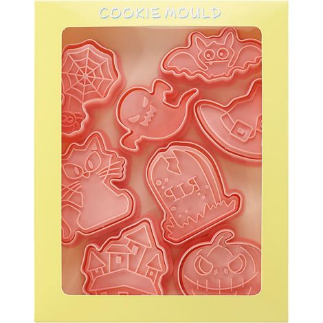 3D Moule à Biscuits Pour Halloween,3D Moule Biscuit Plastique,Ensemble D'emporte-Pièces D'halloween,Cookie Cutter Plastique Halloween,Pour Pâtisserie,Biscuits,Boulangerie DIY,8 Pièces (1/5)