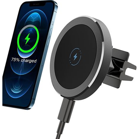 Chargeur de voiture magnétique sans fil pour iPhone 13/12 Pro/12 Mini/12 Pro Max, chargeur rapide 15 W, compatible avec les chargeurs MagSafe, noir (1/5)