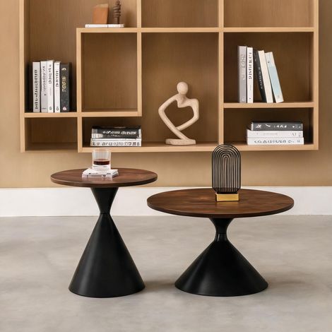 Table basse coloris walnut noir en métal (1/5)
