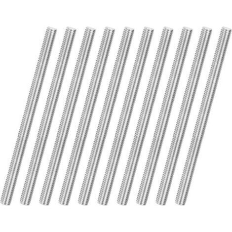 Pack of 10 M6 x 100 mm 304 Stainless Steel Threaded Rods, Right-Hand Thread, for Anchor Bolts/Clamps/Furniture Fixing Brackets, Metric Thread Screws (1/5)
