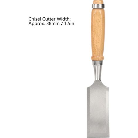 Ciseau plat à manche en bois, outil de travail du bois, acier au chrome-vanadium, 38 mm (1/5)