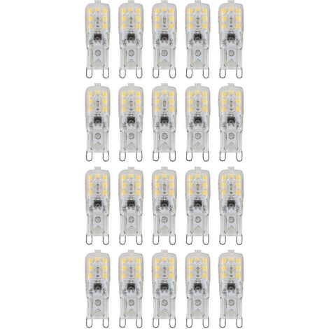 Lot de 20 ampoules LED G9 5W à intensité variable, blanc chaud, 220-240V (1/4)