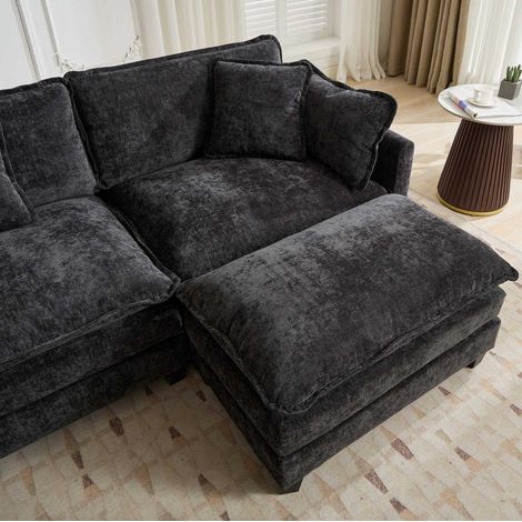 divano modulare nero velluto componibile flessibile OKMYHOME (1/5)
