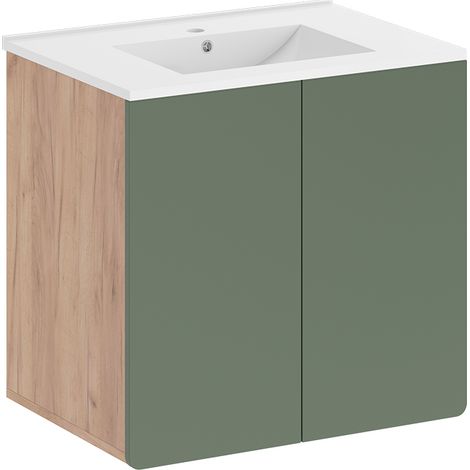 Conjunto de muebles de baño Izan, Goldkraft roble/verde, , Vicco