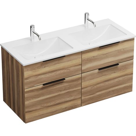 Meuble bas Burg Eqio en fonte minérale WT+WT, décor Frassino Cappuccino/Alpinw.GR0200
