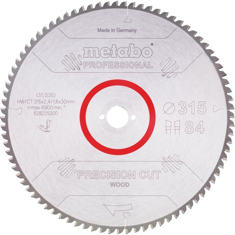 Metabo Sägeblatt "precision cut wood - professional", 315x2,4/1,8x30, Z84 WZ 5° neg.