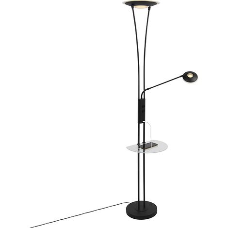 Floor Lamp Black with Reading Arm Incl. LED and USB Port - Sevilla