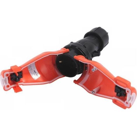 Rosi Adaptateur industriel 1823 16A 2P+T pour prise schuko avec de'charge de traction et coque de protection IP67 Made in Italy