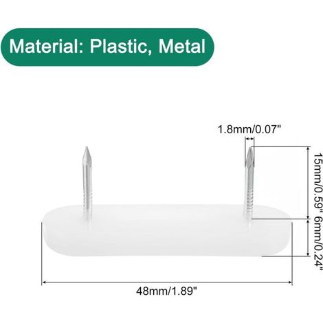 Clou sur Meubles Patins, 20pcs Plastique Double Épingles Mobilier Curseurs Chaise Jambe Pieds Coussins Glide Clous (1/3)