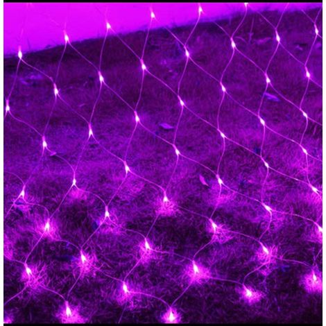 Guirlande filet LED 96 violette 6,5 x 9,8 pieds – 8 modes, extérieur étanche, arbustes (1/5)