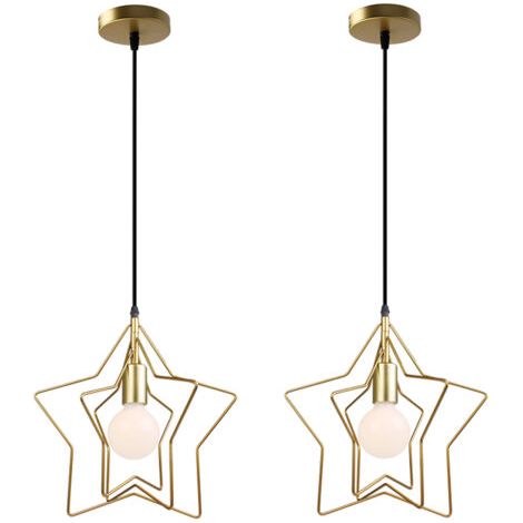 royaluxe- 2X Suspension Luminaire Simplicité D'Intérieur Lustre Étoile Créatif Lampe À Suspension Moderne Abat-Jour Rotatif Pour Loft Café Or (1/5)